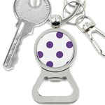 Polka Dots - Dark Lavender Violet on White Bottle Opener Key Chain