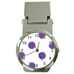 Polka Dots - Dark Lavender Violet on White Money Clip Watch