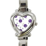 Polka Dots - Dark Lavender Violet on White Heart Italian Charm Watch