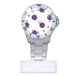 Polka Dots - Dark Lavender Violet on White Nurses Watch