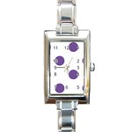 Polka Dots - Dark Lavender Violet on White Rectangle Italian Charm Watch