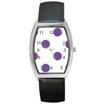 Polka Dots - Dark Lavender Violet on White Barrel Style Metal Watch