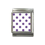 Polka Dots - Dark Lavender Violet on White Italian Charm (13mm)