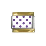 Polka Dots - Dark Lavender Violet on White Gold Trim Italian Charm (9mm)