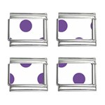 Polka Dots - Dark Lavender Violet on White 9mm Italian Charm (4 pack)