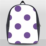 Polka Dots - Dark Lavender Violet on White School Bag (XL)