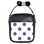 Polka Dots - Dark Lavender Violet on White Girls Sling Bag