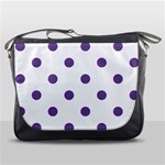 Polka Dots - Dark Lavender Violet on White Messenger Bag