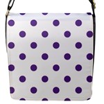 Polka Dots - Dark Lavender Violet on White Flap Closure Messenger Bag (S)