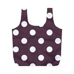 Polka Dots - White on Eggplant Violet Full Print Recycle Bag (M)