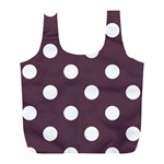 Polka Dots - White on Eggplant Violet Full Print Recycle Bag (L)