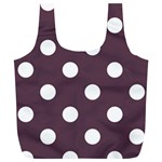 Polka Dots - White on Eggplant Violet Full Print Recycle Bag (XL)