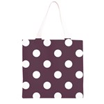 Polka Dots - White on Eggplant Violet Grocery Light Tote Bag