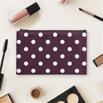 Polka Dots - White on Eggplant Violet Cosmetic Bag (M)