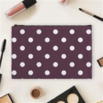 Polka Dots - White on Eggplant Violet Cosmetic Bag (L)