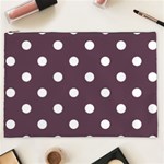 Polka Dots - White on Eggplant Violet Cosmetic Bag (XXL)