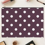 Polka Dots - White on Eggplant Violet Cosmetic Bag (XXXL)