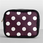 Polka Dots - White on Eggplant Violet Mini Toiletries Bag (One Side)