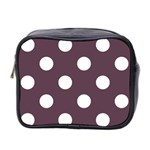 Polka Dots - White on Eggplant Violet Mini Toiletries Bag (Two Sides)