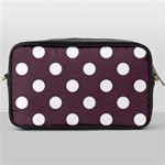 Polka Dots - White on Eggplant Violet Toiletries Bag (One Side)