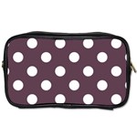 Polka Dots - White on Eggplant Violet Toiletries Bag (Two Sides)