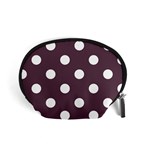 Polka Dots - White on Eggplant Violet Accessory Pouch (Small)