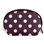 Polka Dots - White on Eggplant Violet Accessory Pouch (Large)