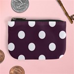 Polka Dots - White on Eggplant Violet Mini Coin Purse