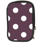 Polka Dots - White on Eggplant Violet Compact Camera Leather Case