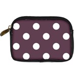 Polka Dots - White on Eggplant Violet Digital Camera Leather Case