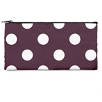 Polka Dots - White on Eggplant Violet Pencil Case