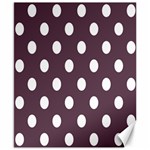 Polka Dots - White on Eggplant Violet Canvas 8  x 10 