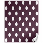 Polka Dots - White on Eggplant Violet Canvas 11  x 14 