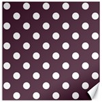 Polka Dots - White on Eggplant Violet Canvas 12  x 12 