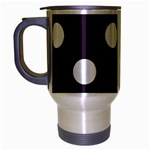 Polka Dots - White on Dark Purple Travel Mug (Silver Gray)