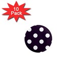 Polka Dots - White on Dark Purple 1  Mini Magnet (10 pack)