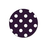 Polka Dots - White on Dark Purple Magnet 3  (Round)