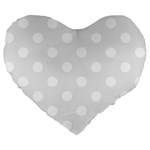 Polka Dots - White on Pale Gray Large 19  Premium Heart Shape Cushion