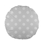 Polka Dots - White on Pale Gray Standard 15  Premium Round Cushion