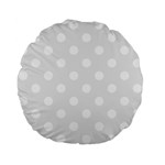 Polka Dots - White on Pale Gray Standard 15  Premium Flano Round Cushion