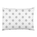 Polka Dots - Light Gray on White Pillow Case (One Side)