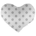 Polka Dots - Light Gray on White Large 19  Premium Heart Shape Cushion