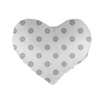 Polka Dots - Light Gray on White Standard 16  Premium Heart Shape Cushion