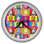 pop art donald trump  Wall Clock (Silver)