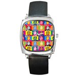 pop art donald trump  Square Metal Watch