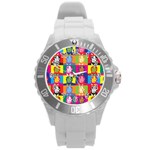 pop art donald trump  Round Plastic Sport Watch (L)