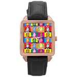 pop art donald trump  Rose Gold Leather Watch 