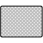 Polka Dots - White on Silver Gray Double Sided Fleece Blanket (Large) (Two Sides)