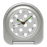 Polka Dots - White on Silver Gray Desk Alarm Clock