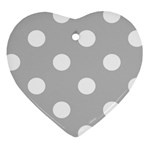 Polka Dots - White on Silver Gray Ornament (Heart)